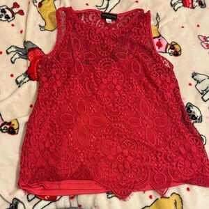Simply Styled Crimson Lace Tank Top
